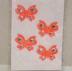Restposten 3 D Stoff Sticker mit Acryl, Schmetterlinge, orange
